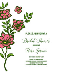 Vector illustration wedding invitation bridal shower with various art of flower frame