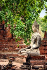 Buddha statue in the ancient temple Wat Phra Sri Sanphet, old Royal Palace. Ayutthaya, Thailand.