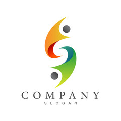 silhouette two people logo design for health and relationship symbol