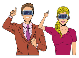 couple wearing virtual reality headset