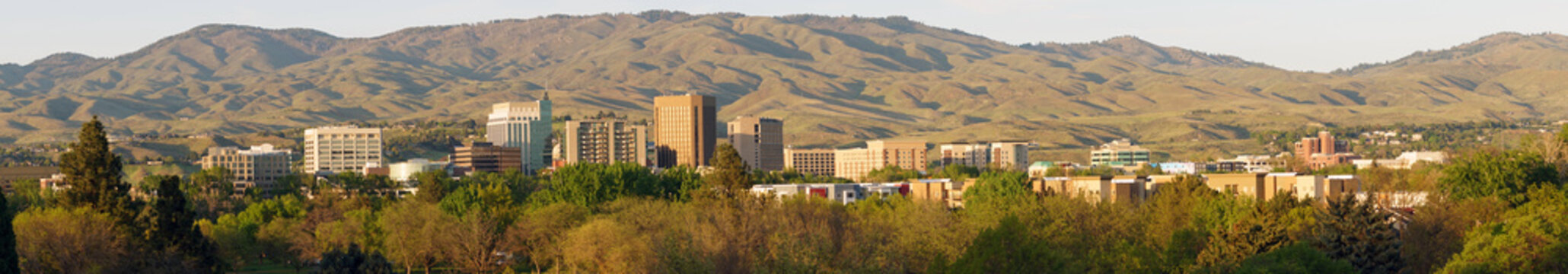 Long Panoramic Late Afternoon Light Downtown City Center Boise Idaho