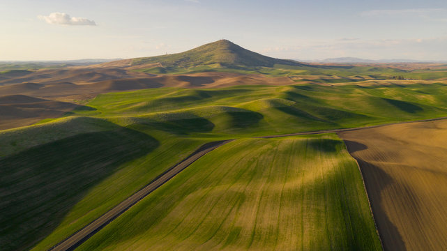 Long Shadows Appear in Late Afternoon Steptoe Butte Palouse Region Sunset