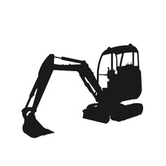 simple excavator silhouette design vector logo illustration