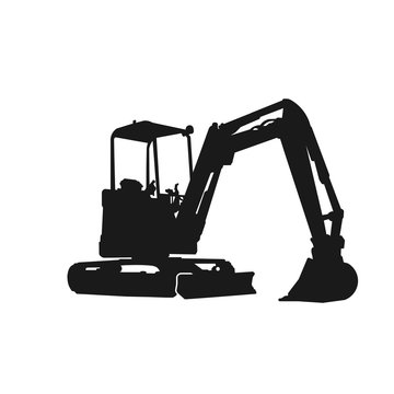 simple excavator silhouette design vector logo illustration