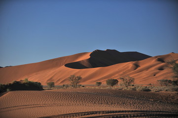 Fototapeta na wymiar Texture of sand in the desert. Namibia. Sossusflay.