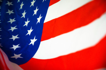 America flag waving with the wind for memorial day.