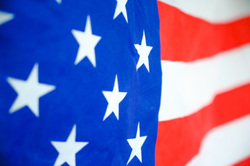 America flag waving with the wind for memorial day.