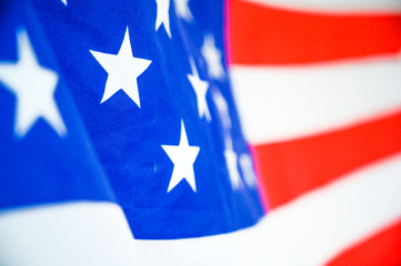 America flag waving with the wind for memorial day.