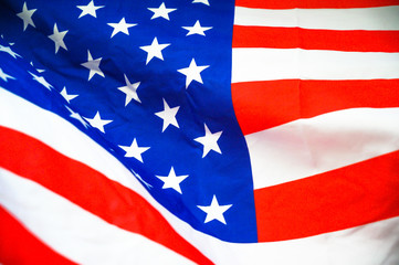 America flag waving with the wind for memorial day.