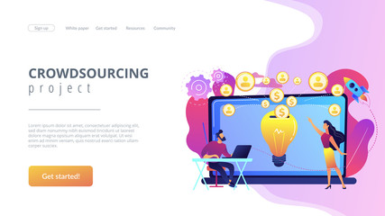 Website vibrant violet landing web page template.