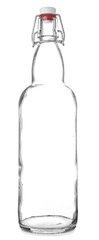 Glass bottle on white background. Zero waste concept