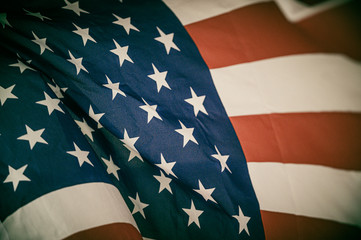America flag waving with the wind for memorial day.