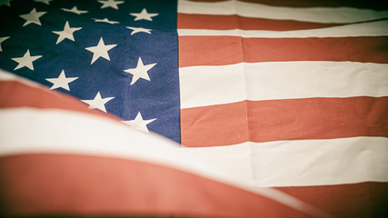 America flag waving with the wind for memorial day.