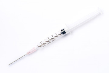medical syringe on white background