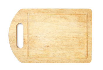 cutting board isolated on white background. Top view.