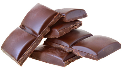 Cubes of chocolate tower isolated