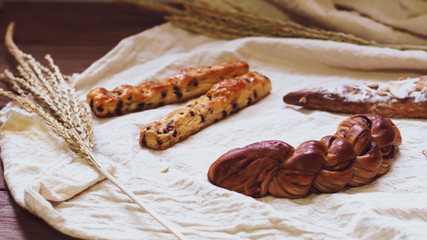 Morning Delights: Healthy Breakfast on White Bed Sheet Background