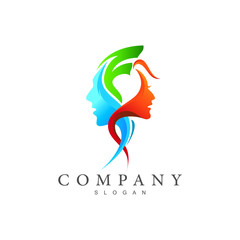 Obraz premium human face logo,cosmetic symbol, beauty icon, logo letter f