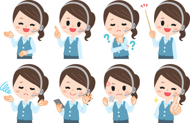 Operator woman illustration set