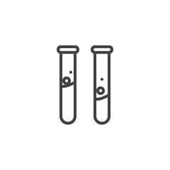 Laboratory test tubes line icon. Chemical flasks linear style sign for mobile concept and web design. Medical beaker outline vector icon. Symbol, logo illustration. Vector graphics
