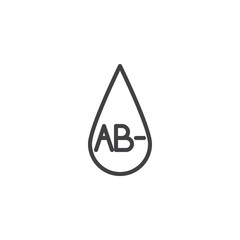 AB- blood type line icon. Blood drop linear style sign for mobile concept and web design. AB minus, negative blood group outline vector icon. Symbol, logo illustration. Vector graphics