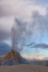 473-115 White Dome Geyser Erupting, Yellowstone NP