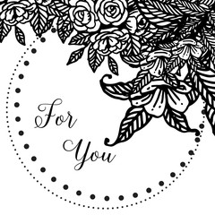 Vector illustration writing text for you with design drawing flower frame