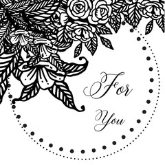 Vector illustration writing text for you with design drawing flower frame