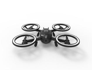 3D illustration of a black drone isolated in white background