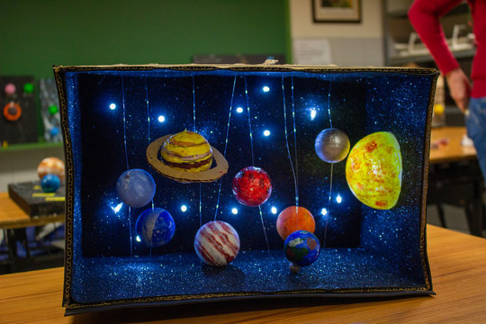 Maqueta del sistema solar o planetario para niños