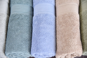 Close-up of soft cotton terry bath towel.