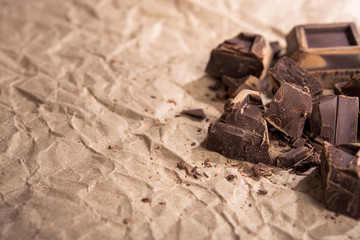 Pieces of tasty black chocolate