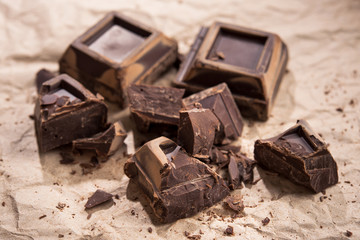Pieces of tasty black chocolate