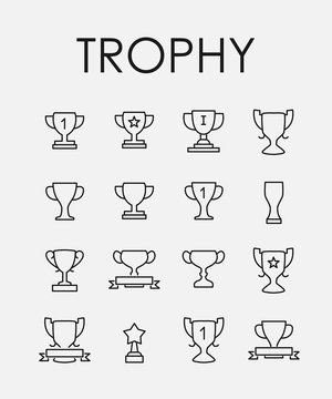 Trophy related vector icon set.