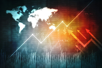 3d rendering Stock market online business concept. business Graph 