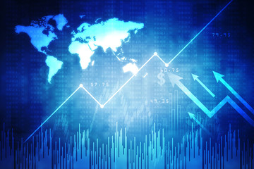 2d rendering Stock market online business concept. business Graph 