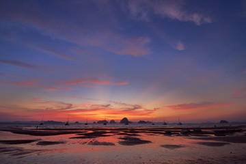 Fototapeta na wymiar A sunset view from Tubkaak Beach, Krabi, Thailand.