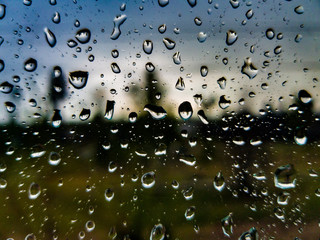 drops of water on glass