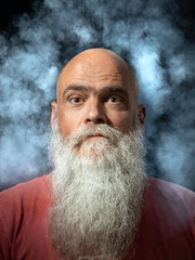 bearded man smoke portrait