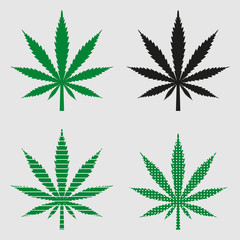 illustration of a set of cannabis leaf on a gray background