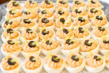 many stuffed eggs called russian eggs 