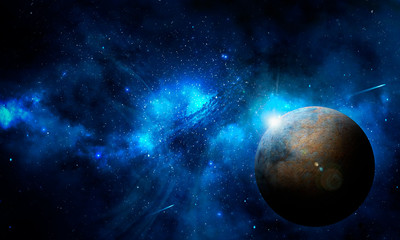 Fototapeta na wymiar abstract space background and planet