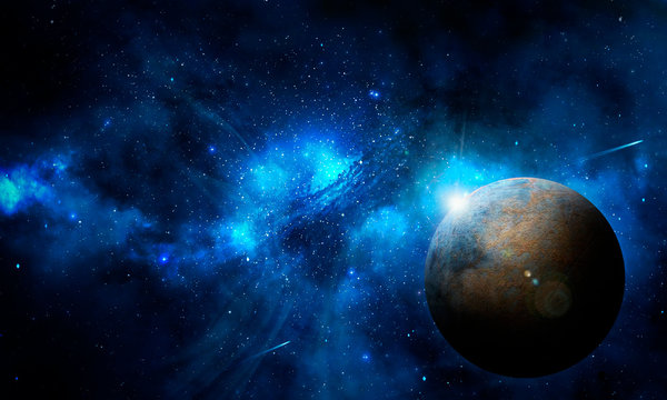 abstract space background and planet © pechenka_123