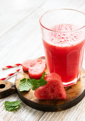 Watermelon smoothie and fresh watermelon