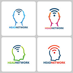 Set of Head Network Logo Template Design Vector, Emblem, Design Concept, Creative Symbol, Icon