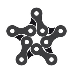 Vector black star created from bike chain. Isolated on white background.