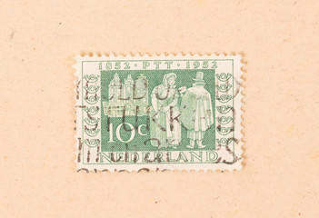 THE NETHERLANDS 1950: A stamp printed in the Netherlands shows the dutch postal service, circa 1950