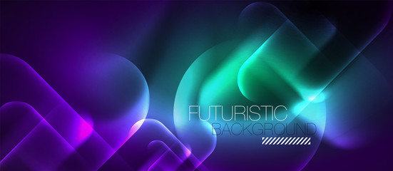 Neon glowing techno lines, hi-tech futuristic abstract background template
