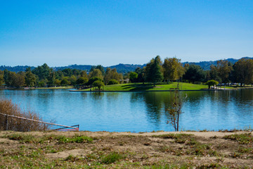 lake in the forest at Balboa Park, California