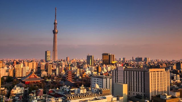 4K. Time lapse view of Tokyo city  in japan